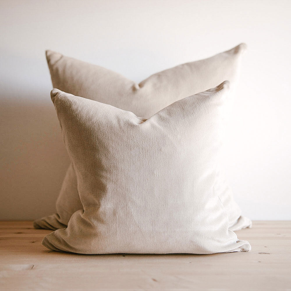 Linen & Velvet Pillow - Natural