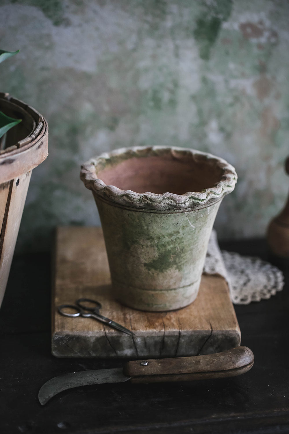 Aged Terracotta Petal Planter