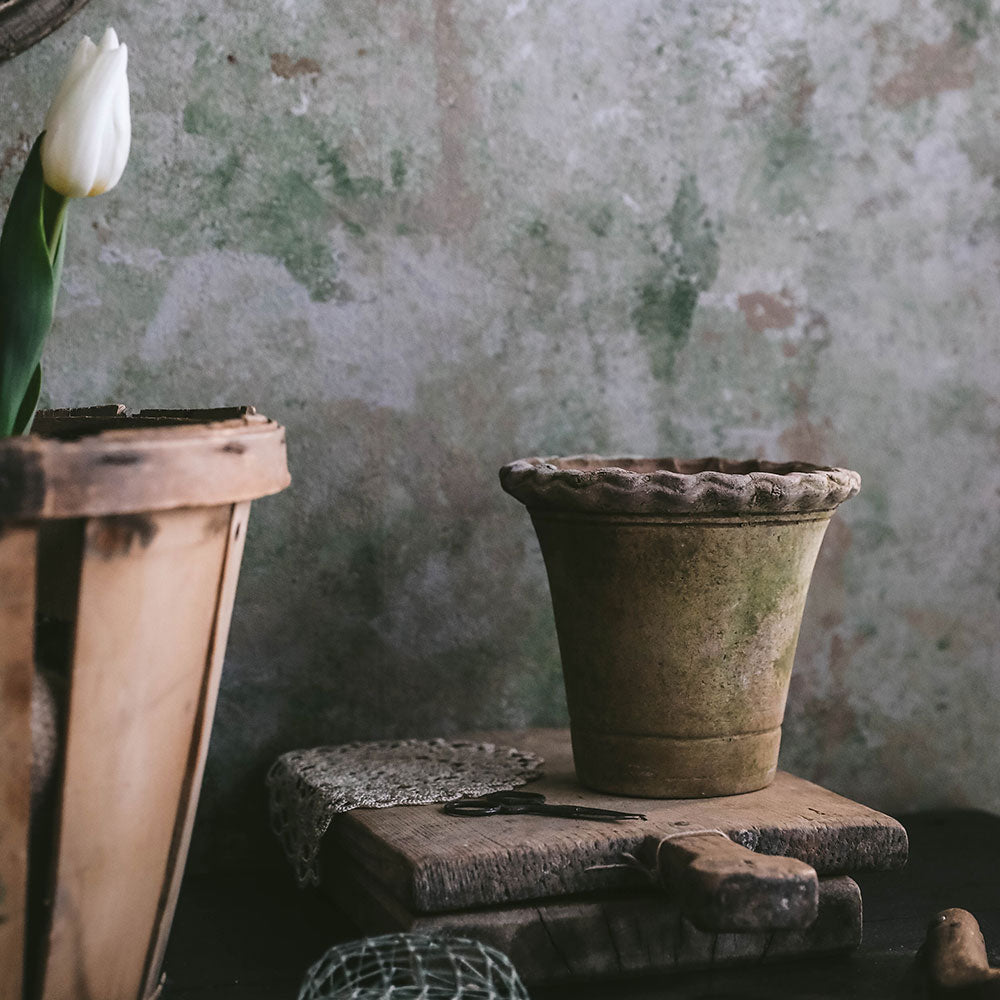 Aged Terracotta Petal Planter