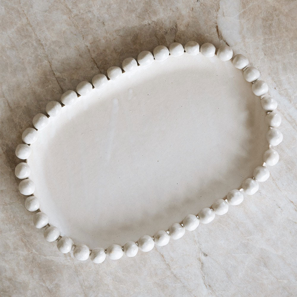 Large Beaded Ceramic Tray