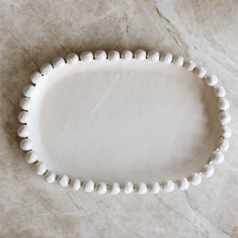 Large Beaded Ceramic Tray