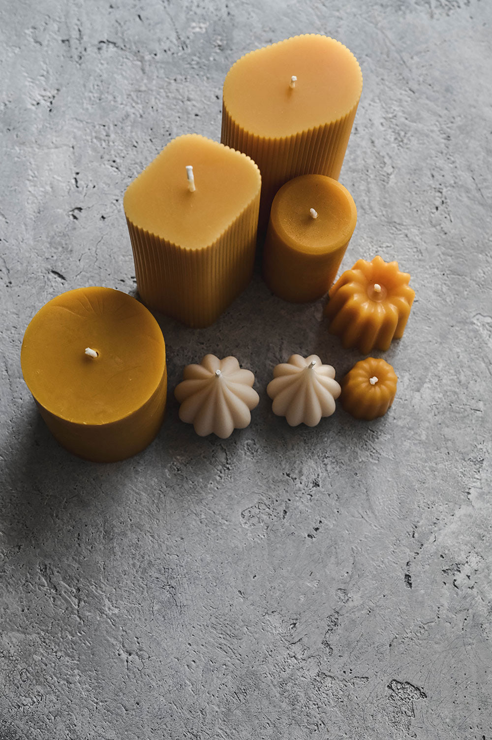 Fluted Oval Beeswax Pillar Candle