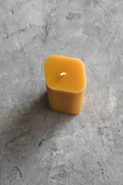 Fluted Diamond Beeswax Pillar Candle