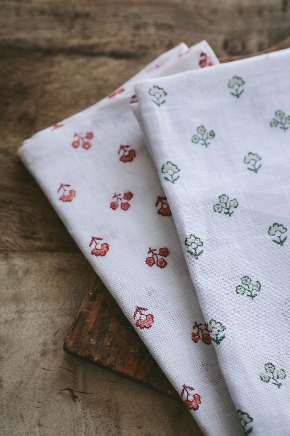 Hand Block-Printed Linen Napkin Set - Red