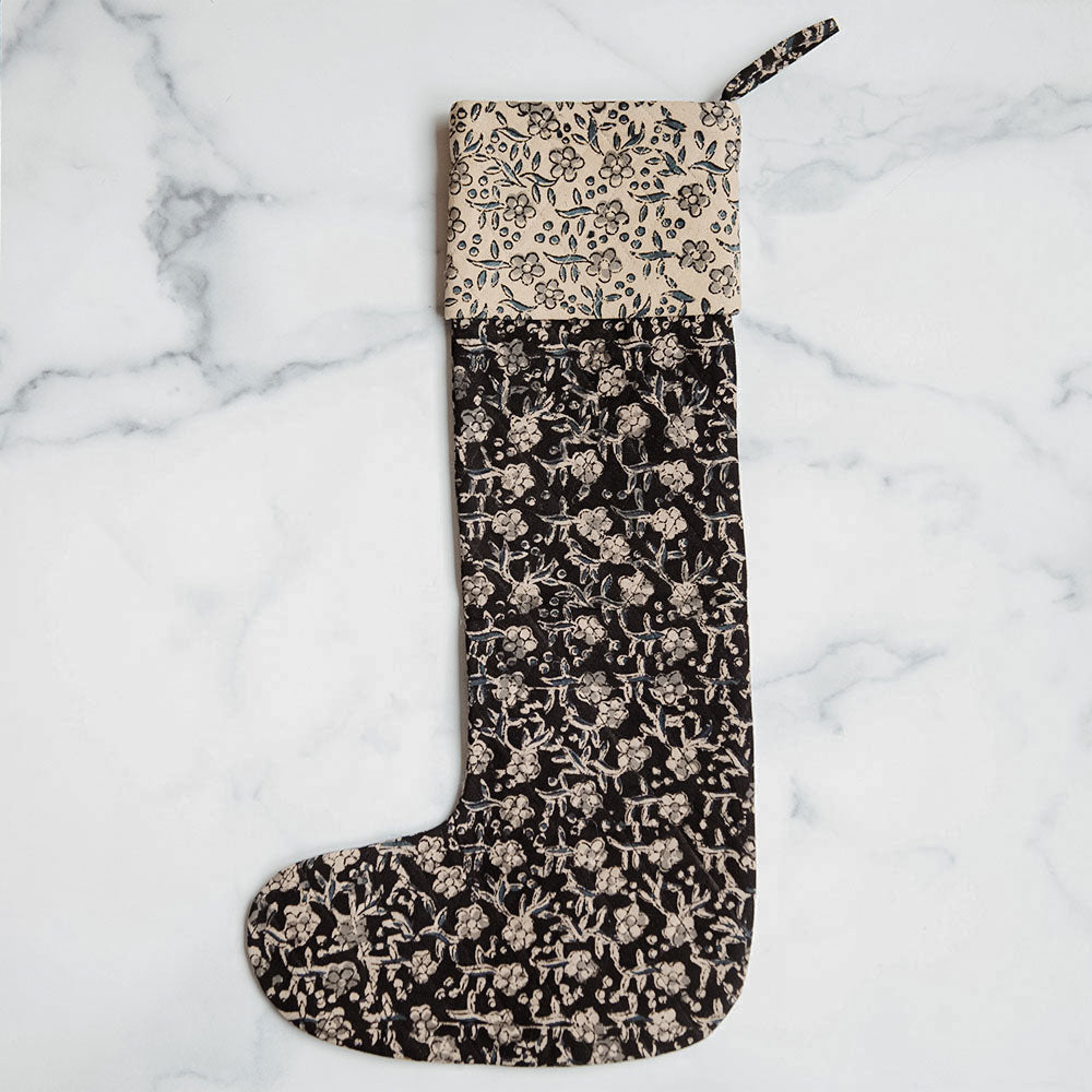 One-of-a-kind Block-Printed Stocking No. 0591