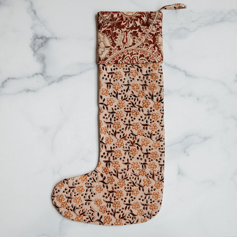 One-of-a-kind Block-Printed Stocking No. 0592