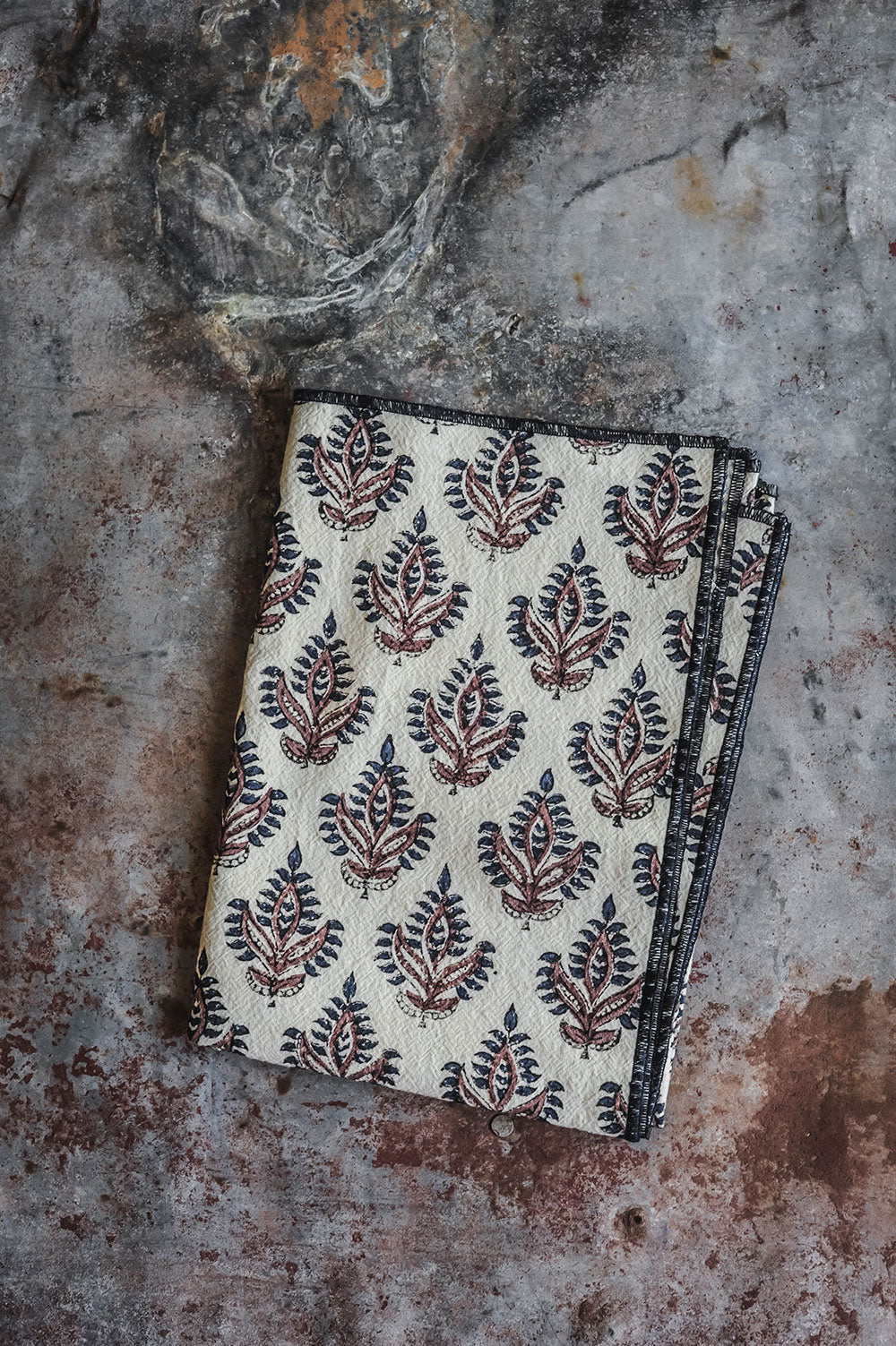 Block-Printed Tea Towel - Indigo Iris