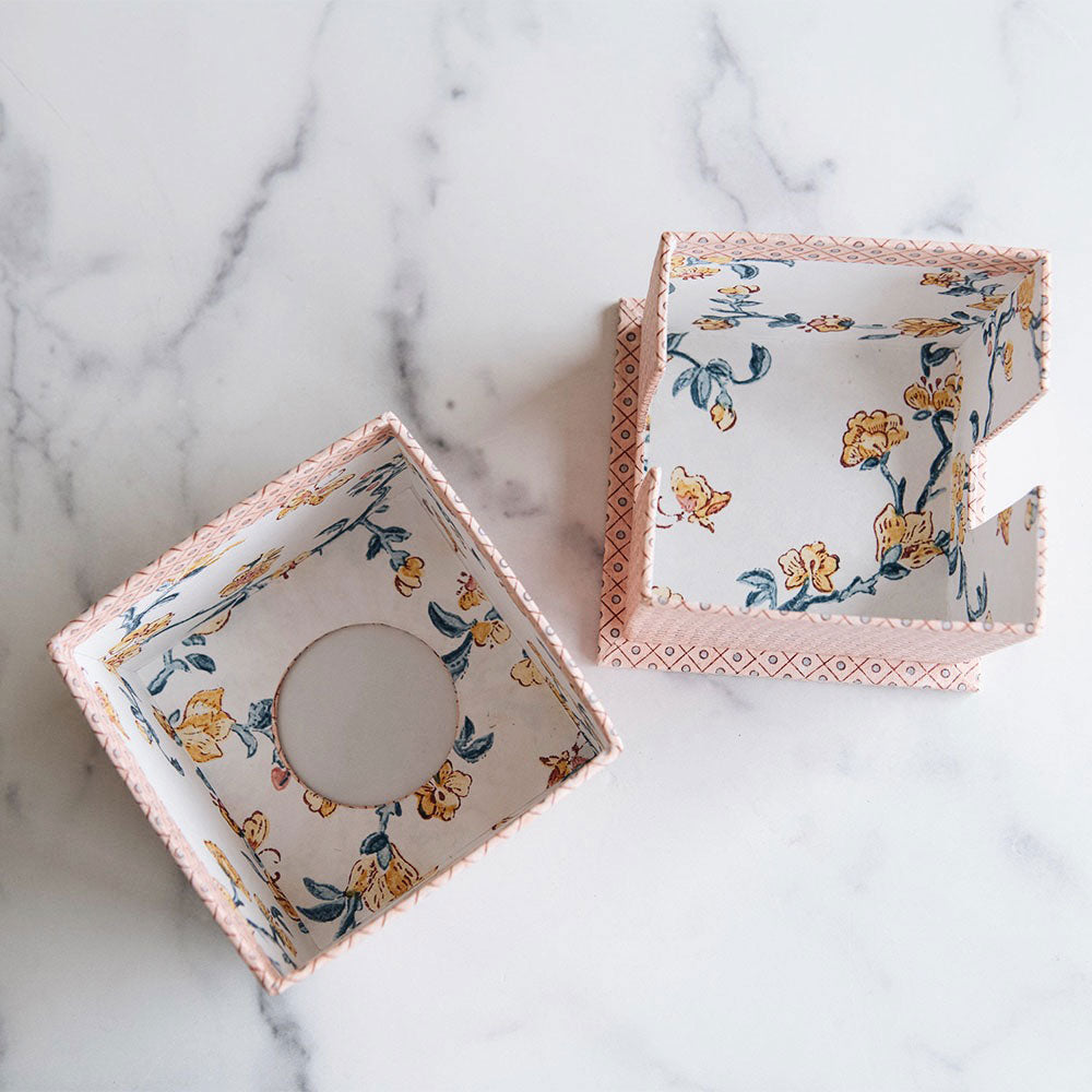 Hand Block-Printed Tissue Box - Pink