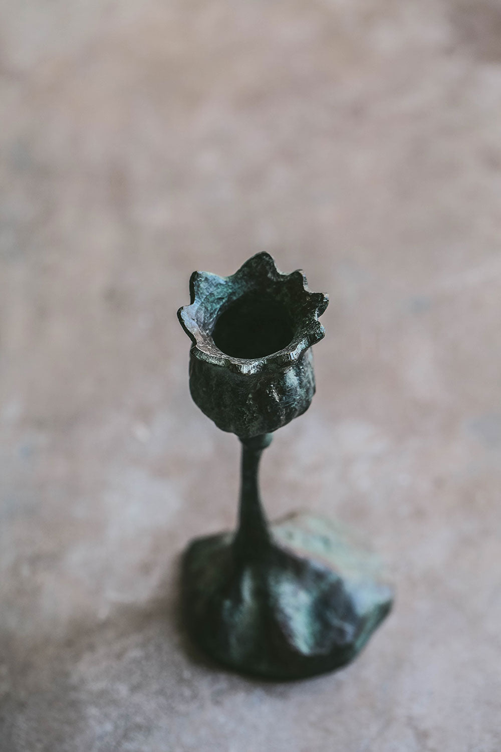 Cast Bronze Poppy Candlestick - Small