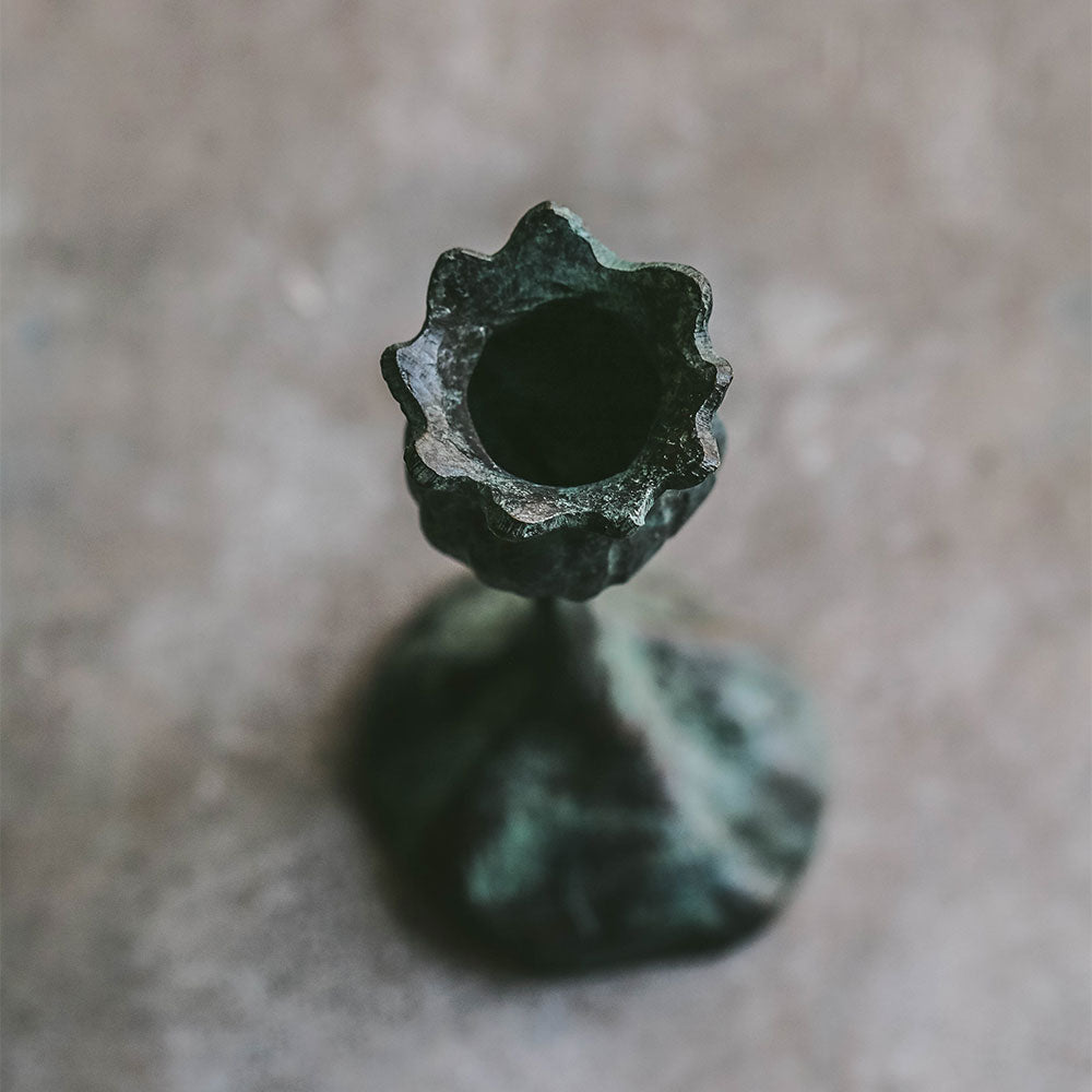 Cast Bronze Poppy Candlestick - Small