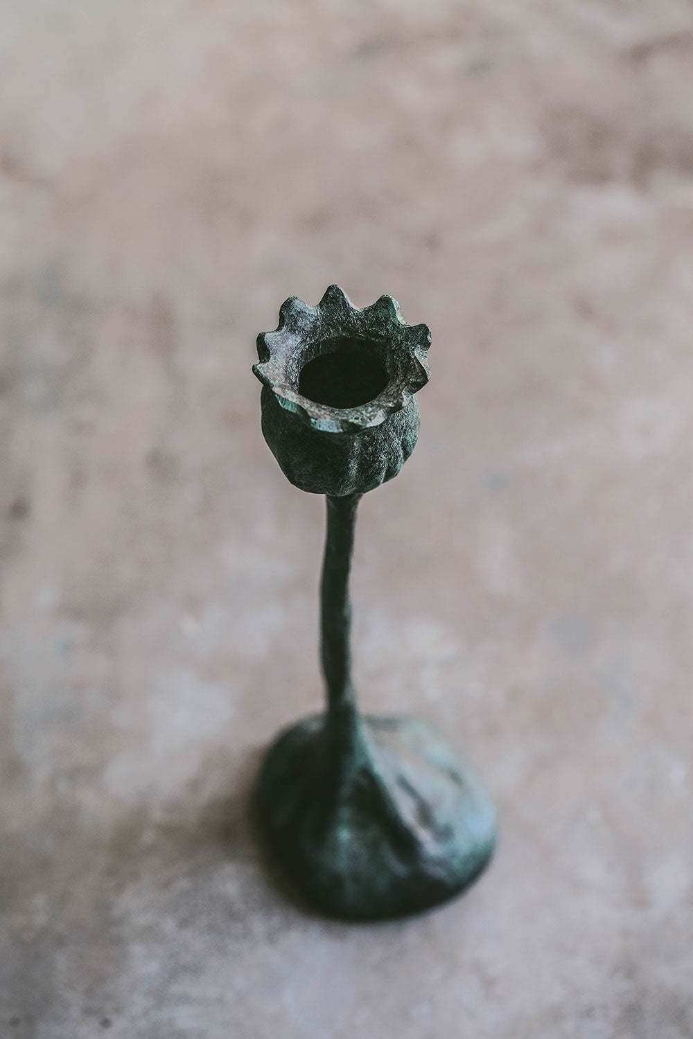 Cast Bronze Poppy Candlestick - Large