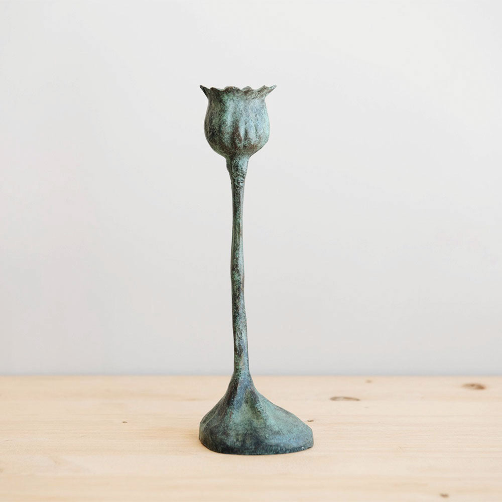 Cast Bronze Poppy Candlestick - Large