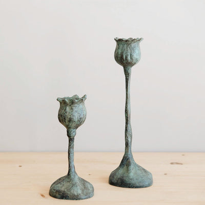 Cast Bronze Poppy Candlestick - Small