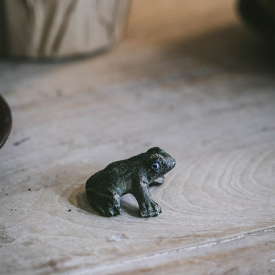 Mini Cast Bronze Plant Frog