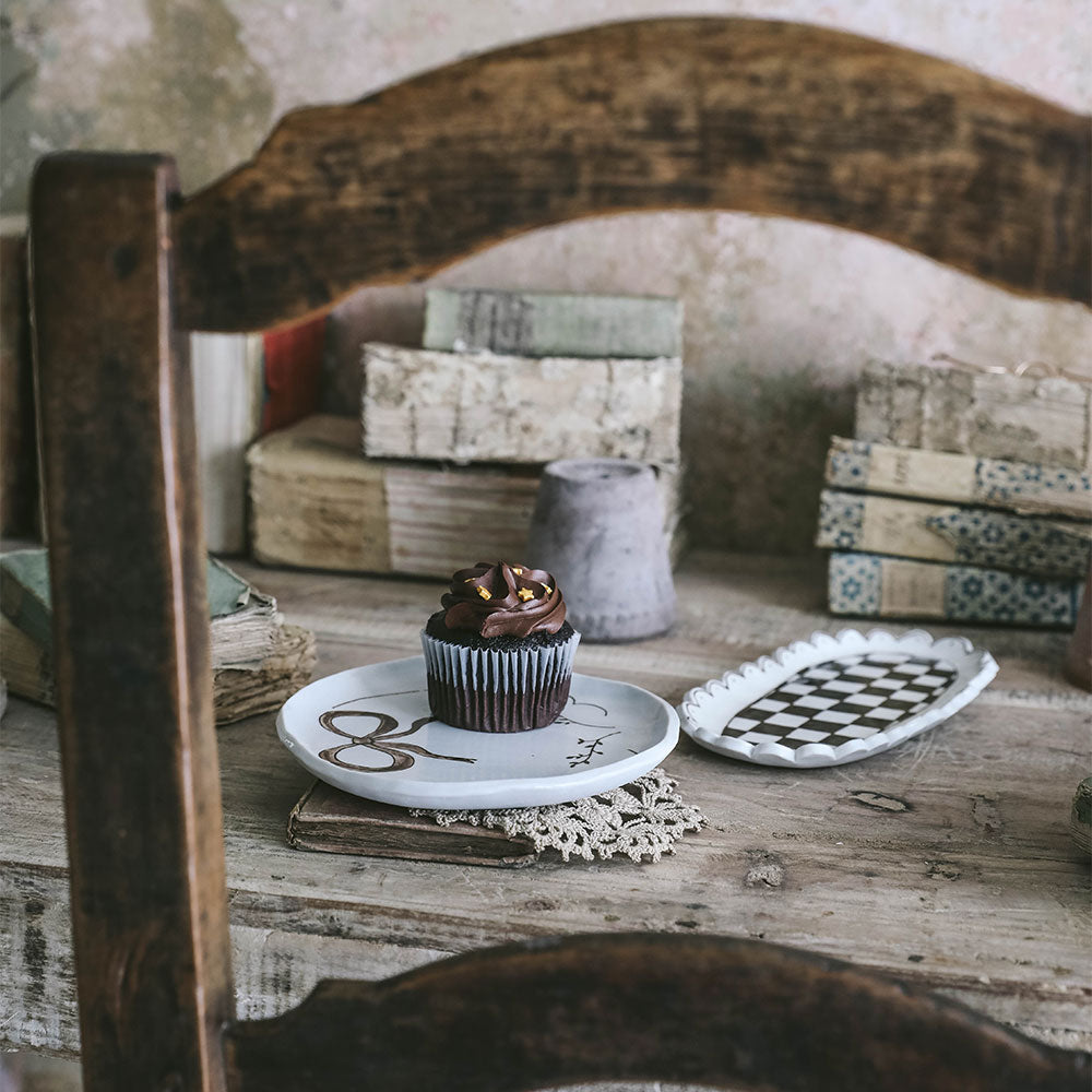 Hand-painted Ceramic Checkered Tray