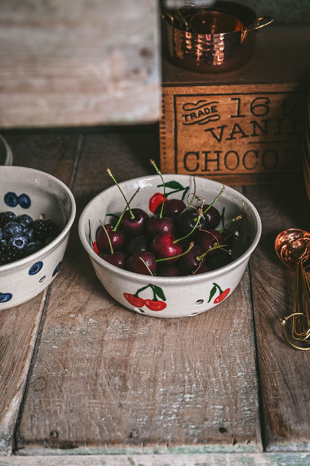 Ceramic Berry Colander Bowl - Cherry