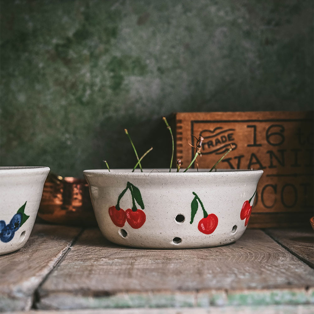 Ceramic Berry Colander Bowl - Cherry