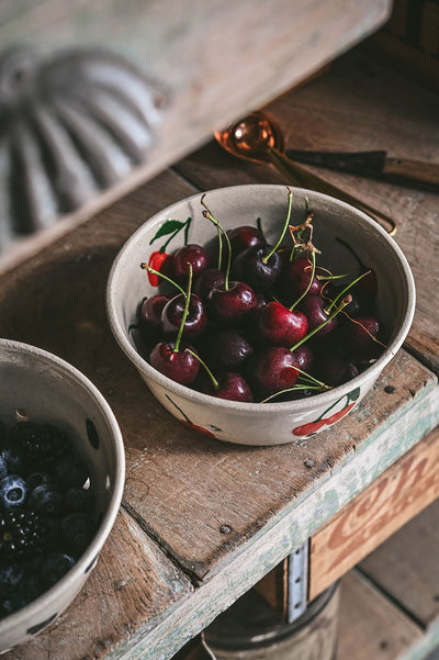 Ceramic Berry Colander Bowl - Cherry