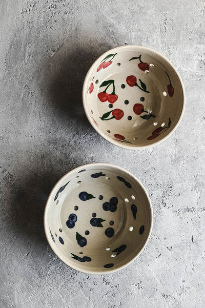 Ceramic Berry Colander Bowl - Blueberry