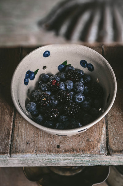 Ceramic Berry Colander Bowl - Blueberry