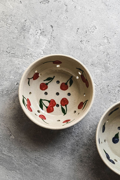 Ceramic Berry Colander Bowl - Cherry