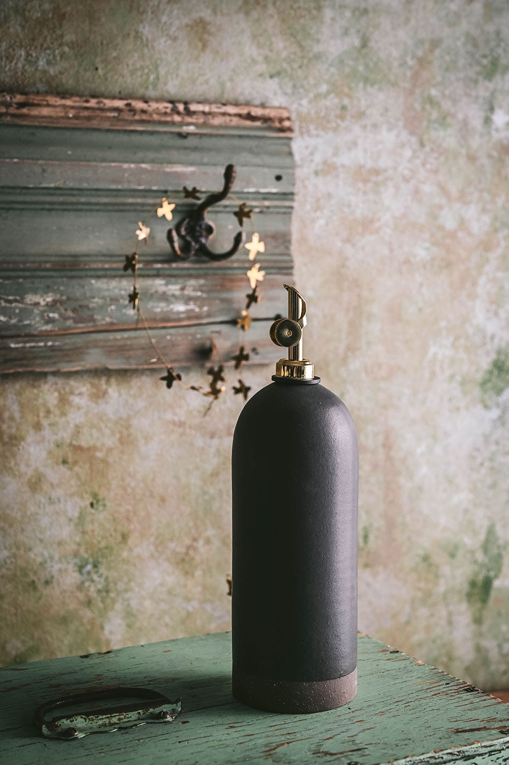 Artisan Ceramic Oil Bottle - Black
