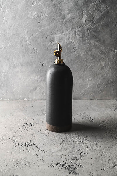 Artisan Ceramic Oil Bottle - Black