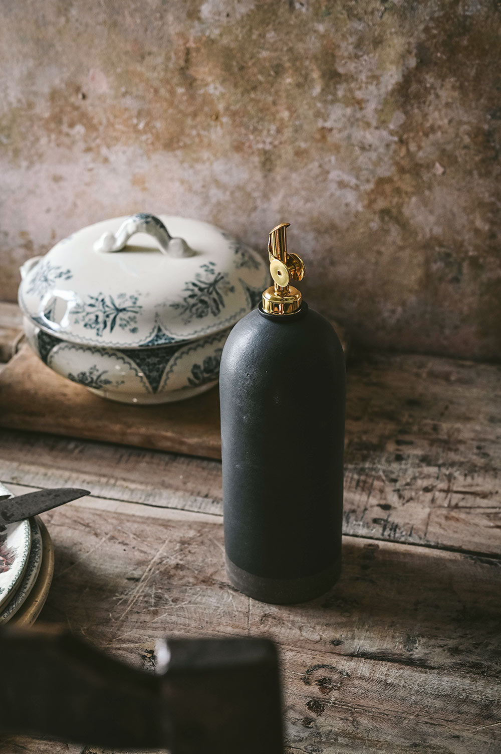 Artisan Ceramic Oil Bottle - Black