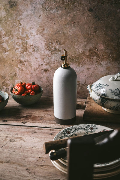 Artisan Ceramic Oil Bottle - Natural