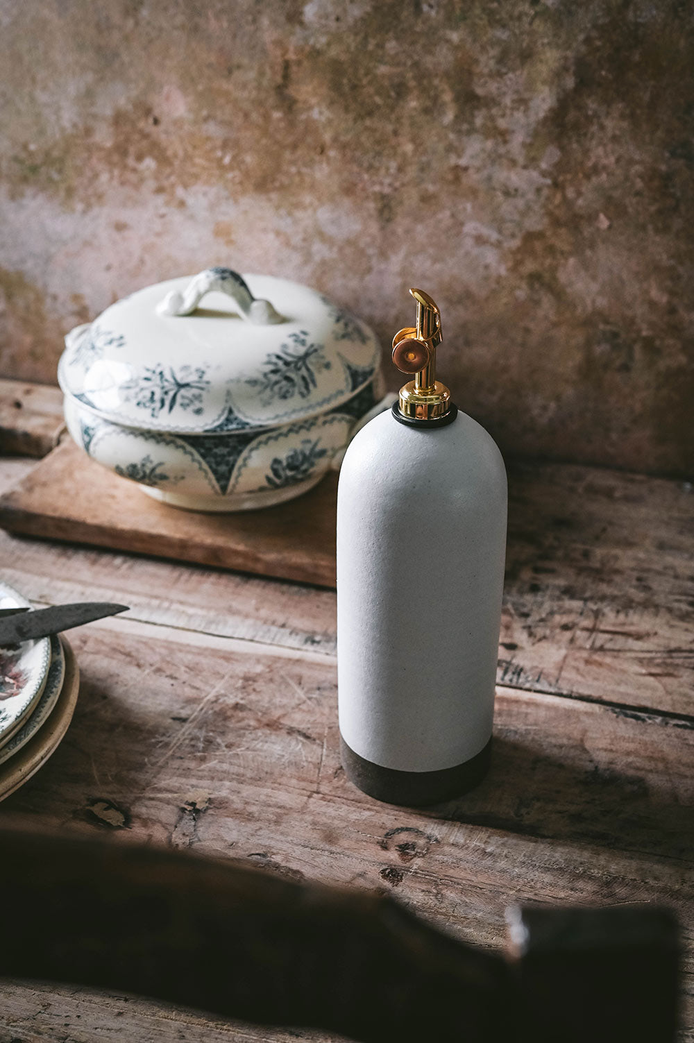 Artisan Ceramic Oil Bottle - Natural