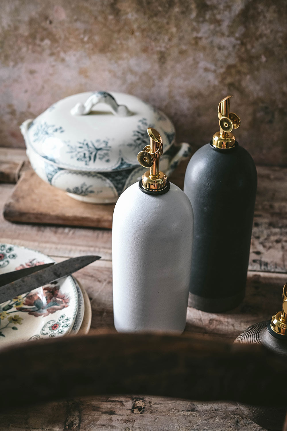 Artisan Ceramic Oil Bottle - Natural
