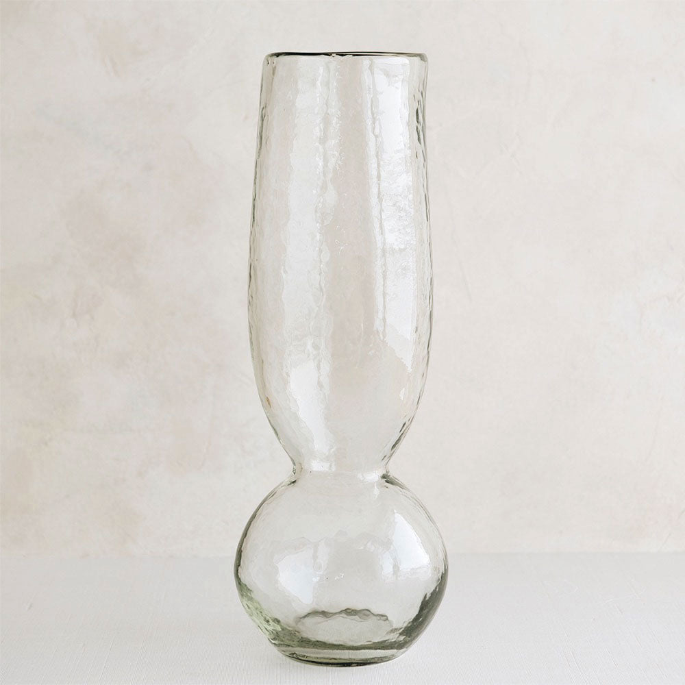 Tall Dimpled Glass Bulb Vase