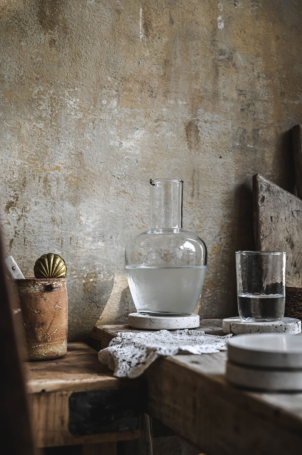 Dimpled Glass Carafe Set
