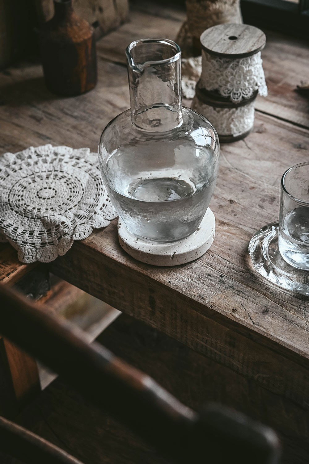 Dimpled Glass Carafe Set