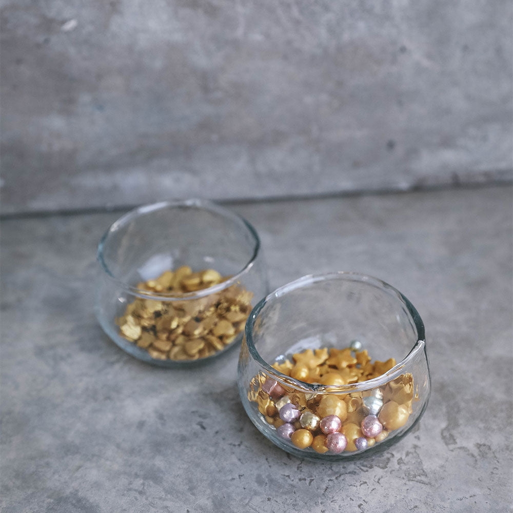 Dimpled Glass Condiment Bowl Set