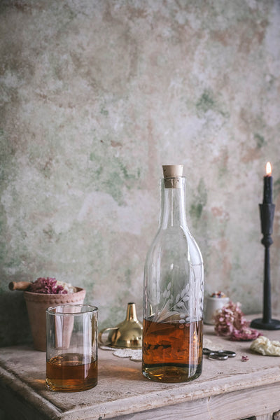 Handblown Etched Bottle