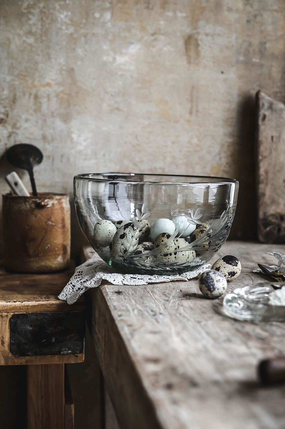 Handblown Etched Bowl