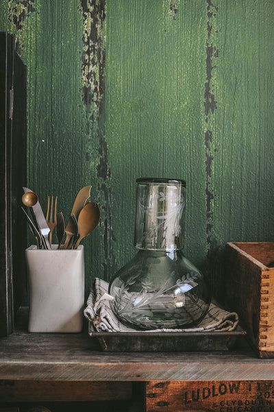 Recycled Glass Etched Carafe Set