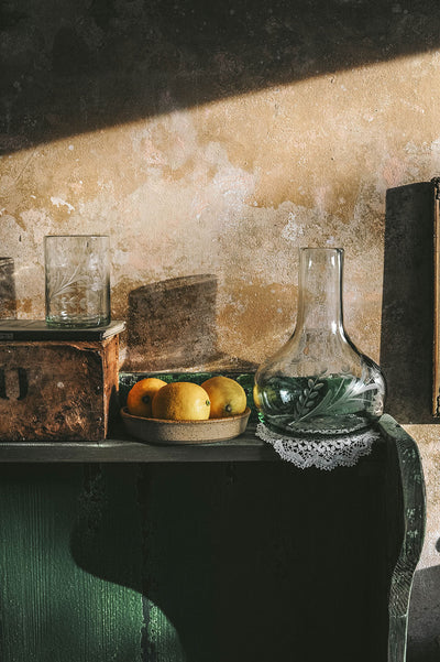 Recycled Glass Etched Carafe Set