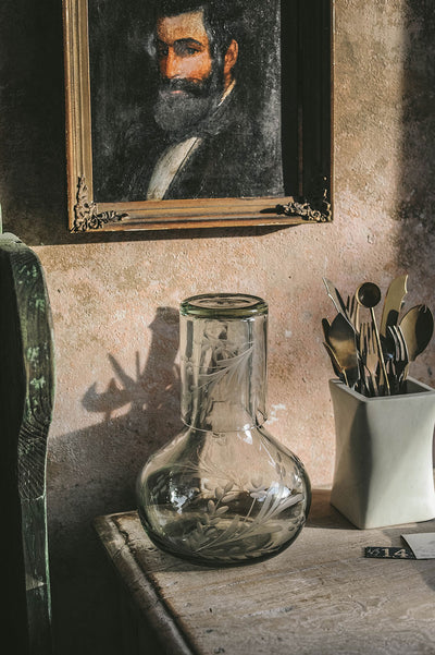 Recycled Glass Etched Carafe Set