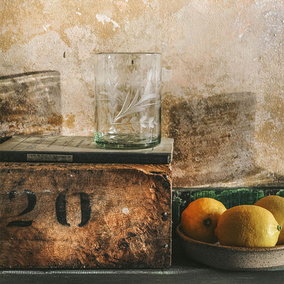 Recycled Glass Etched Carafe Set