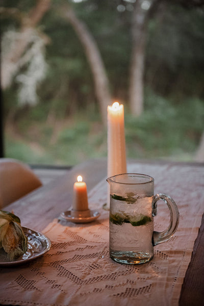 Etched Artisan Glass Pitcher