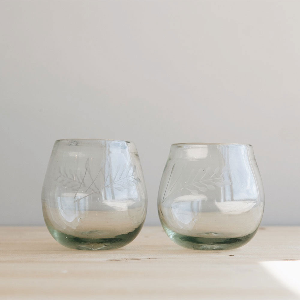 Etched Shorty Recycled Glass