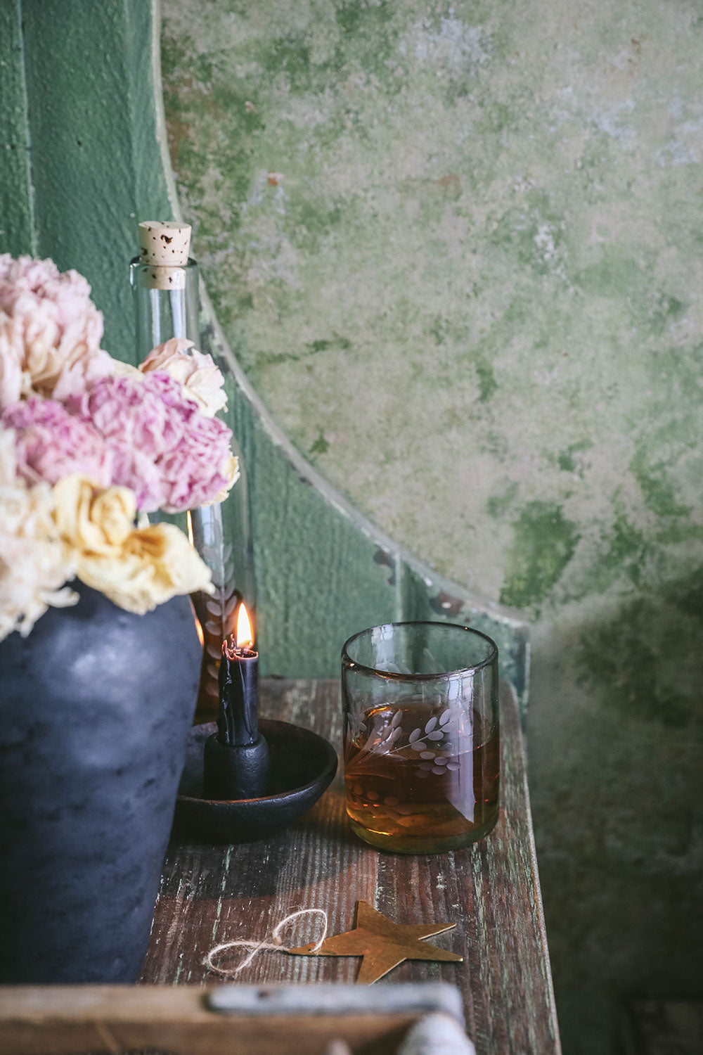 Hand-etched Floral Tumbler