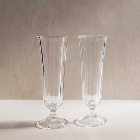 Fluted Champagne Glass Set - 8 total