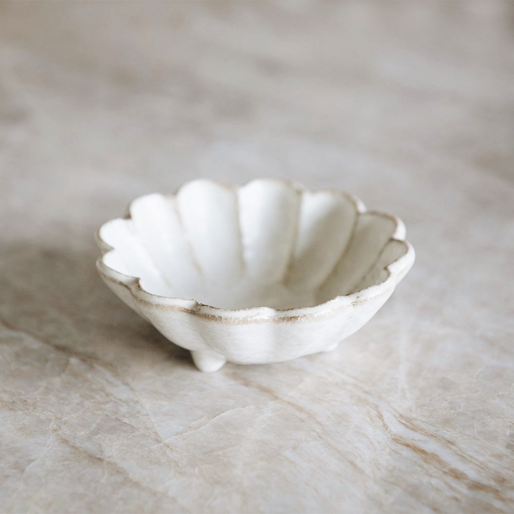 Footed Ceramic Petal Bowl - Small