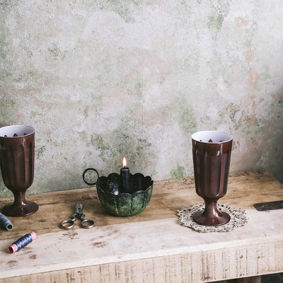 Footed Drinking Glass Set - Chestnut