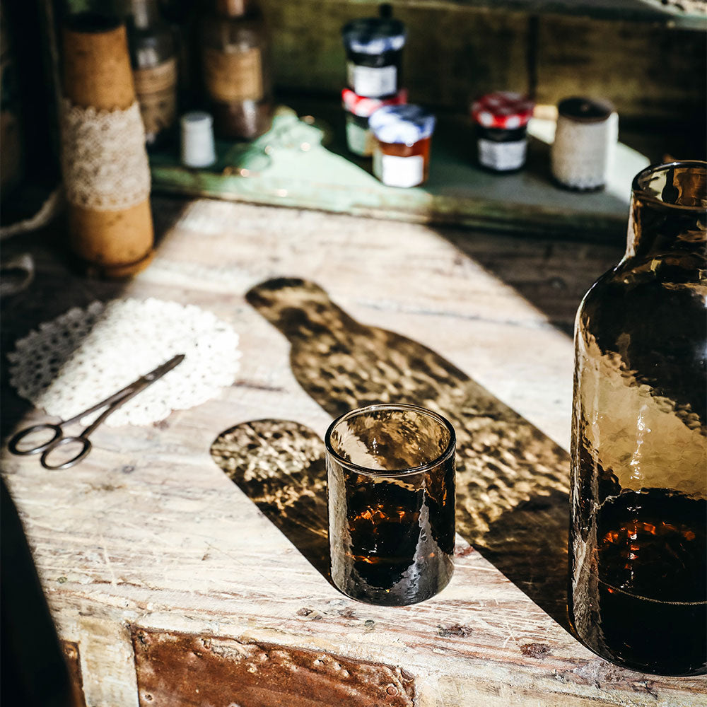 Handblown Glass Carafe Set - Dark