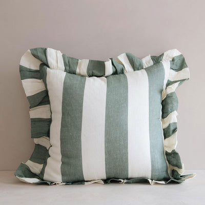 Linen Pillow Cover - Mint Stripe