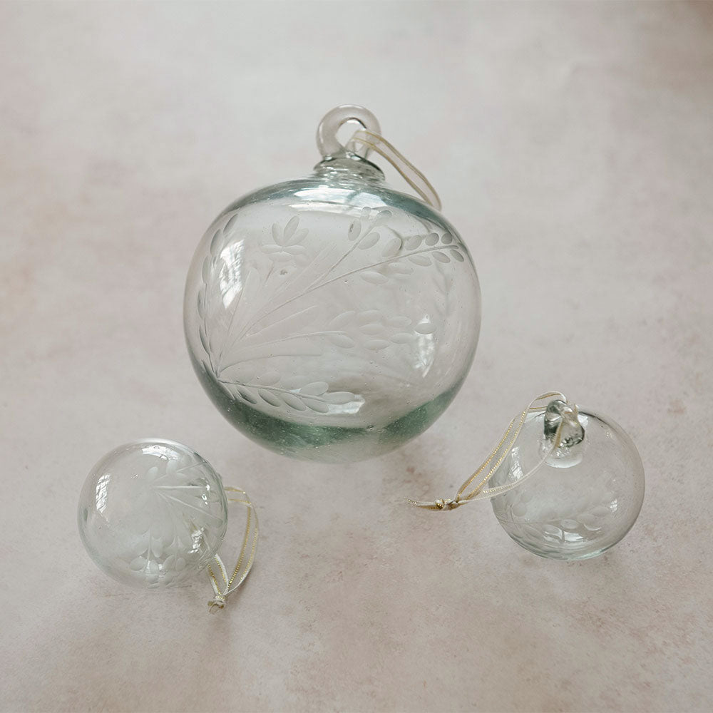 Handblown Etched Glass Ornament - Small